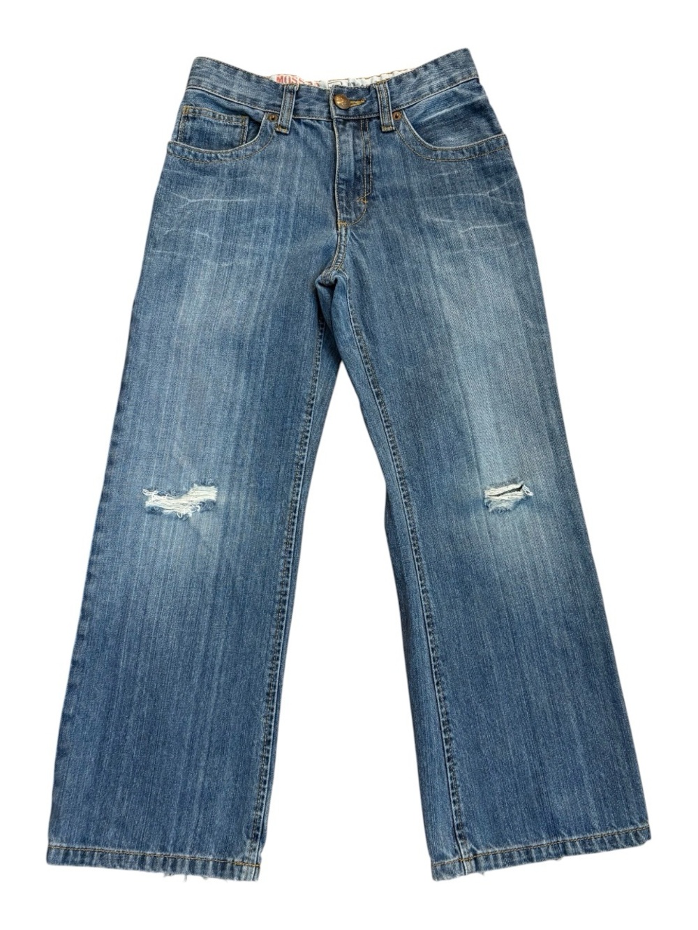 Vintage Y2K Mossimo Distressed Bootcut Jeans Girls 10 Whiskered - Picture 2 of 7